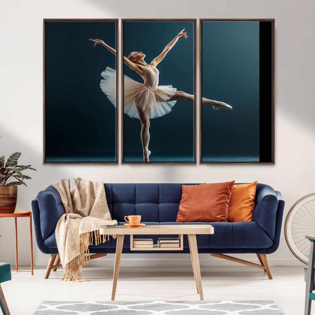 Ballet Dancer Wall Art | Framed Graceful Pose Canvas