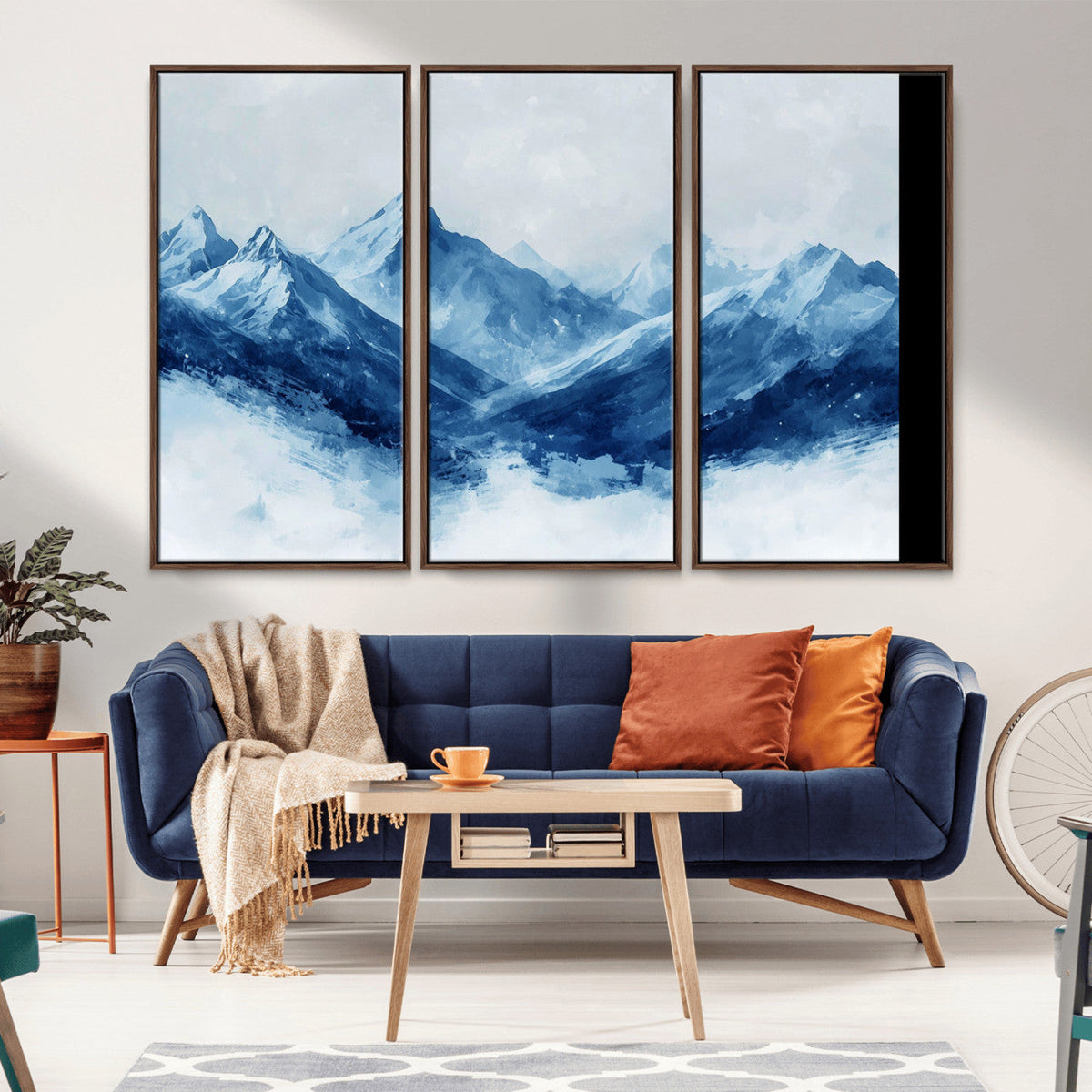 Blue Mountains Wall Art | Framed Snowy Range Canvas Artwork