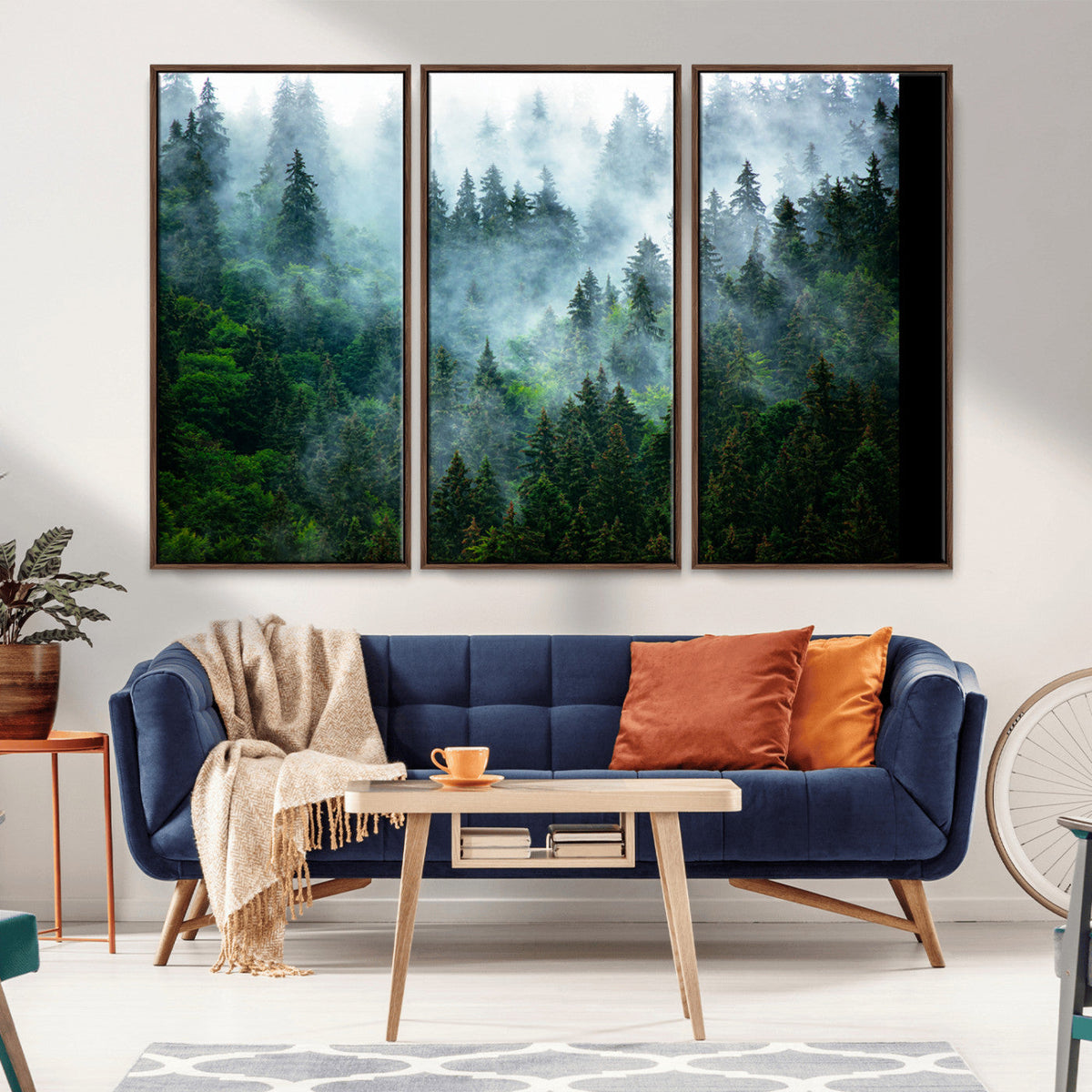 Misty Forest Wall Art Canvas Print | Framed Foggy Mountain Landscape