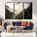 Misty Valley Wall Art: Foggy Forest Canvas Print