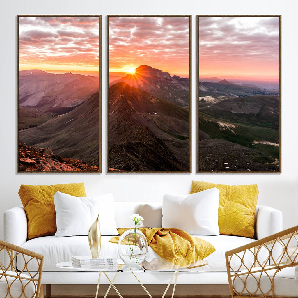 Mountain Sunrise Wall Art Canvas Print | Alpine Ridge Morning Light
