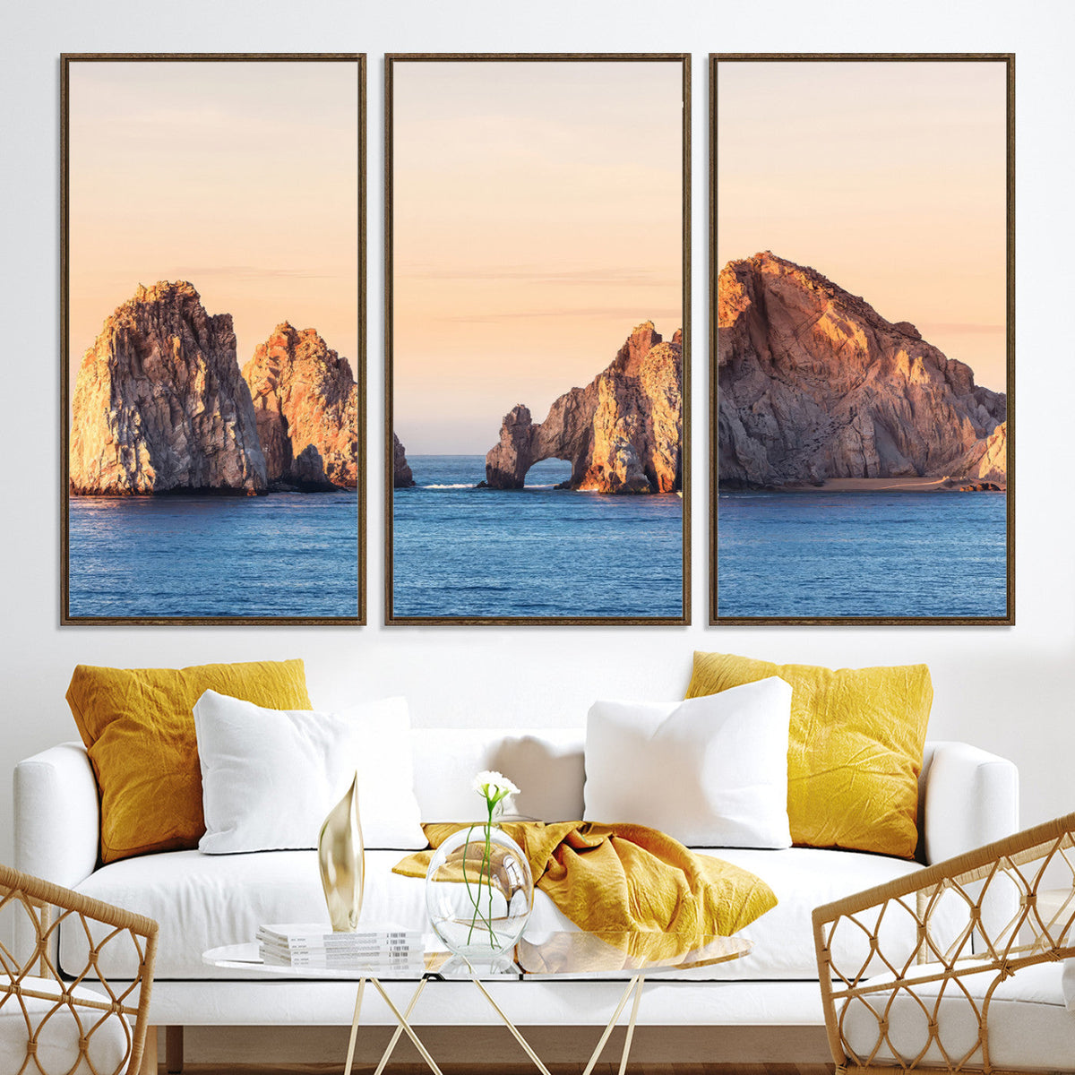 El Arco Wall Art Canvas Print, Framed Cabo San Lucas Ocean Arch Coastal Art
