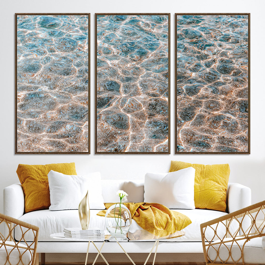 Clear Water Wall Art Canvas Print | Framed Sunlit Ocean Ripples