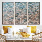 Clear Water Wall Art Canvas Print | Framed Sunlit Ocean Ripples