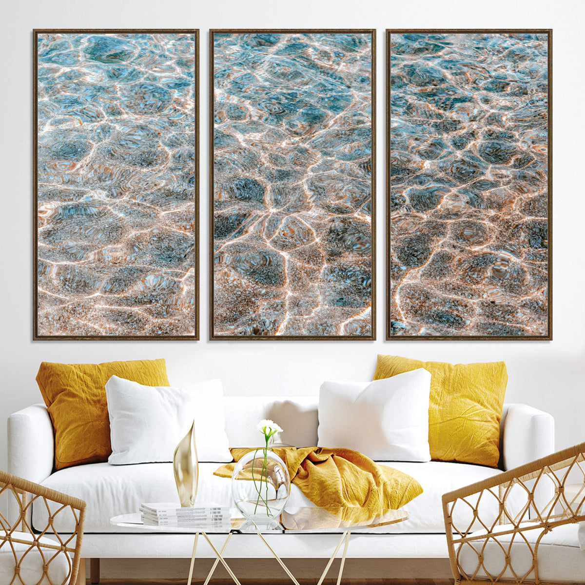 Clear Water Wall Art Canvas Print | Framed Sunlit Ocean Ripples