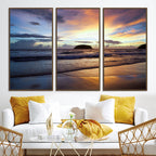 Beach Sunset Wall Art Canvas Print, Tropical Ocean Waves