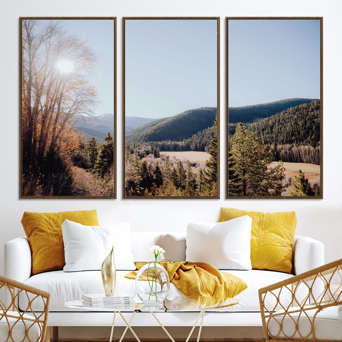 Rustic Landscape Wall Art Canvas Print, Serene Valley Scene