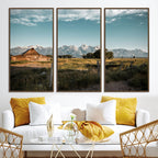 Rustic Farmhouse Wall Art Canvas Print, Teton Range Mormon Row Barn