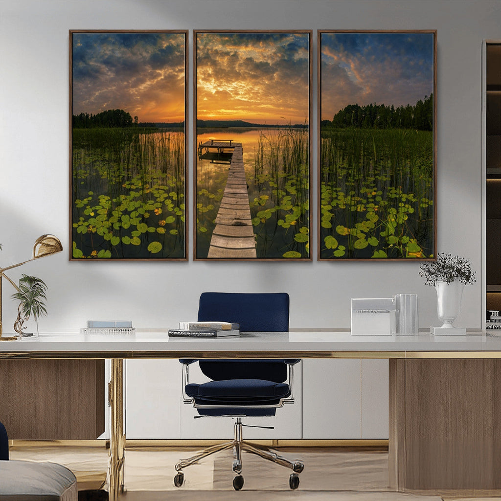 Lake and Flower Wall Art Canvas Print
