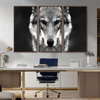 Black and White Wild Wolf Wall Art Canvas Print
