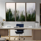 Forest Wall Art Canvas Print | Foggy Forest Wall Art | Pine Wood Forest Print