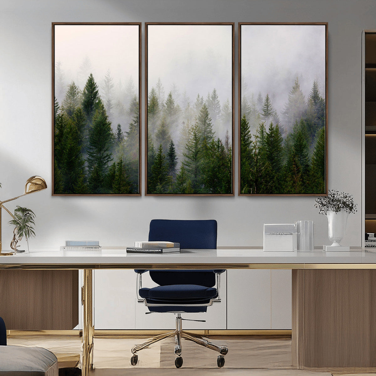 Forest Wall Art Canvas Print | Foggy Forest Wall Art | Pine Wood Forest Print