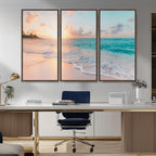 Beach Wall Art, Stunning Ocean Sunset Canvas Print with Coastal Design for Relaxing Home Decor