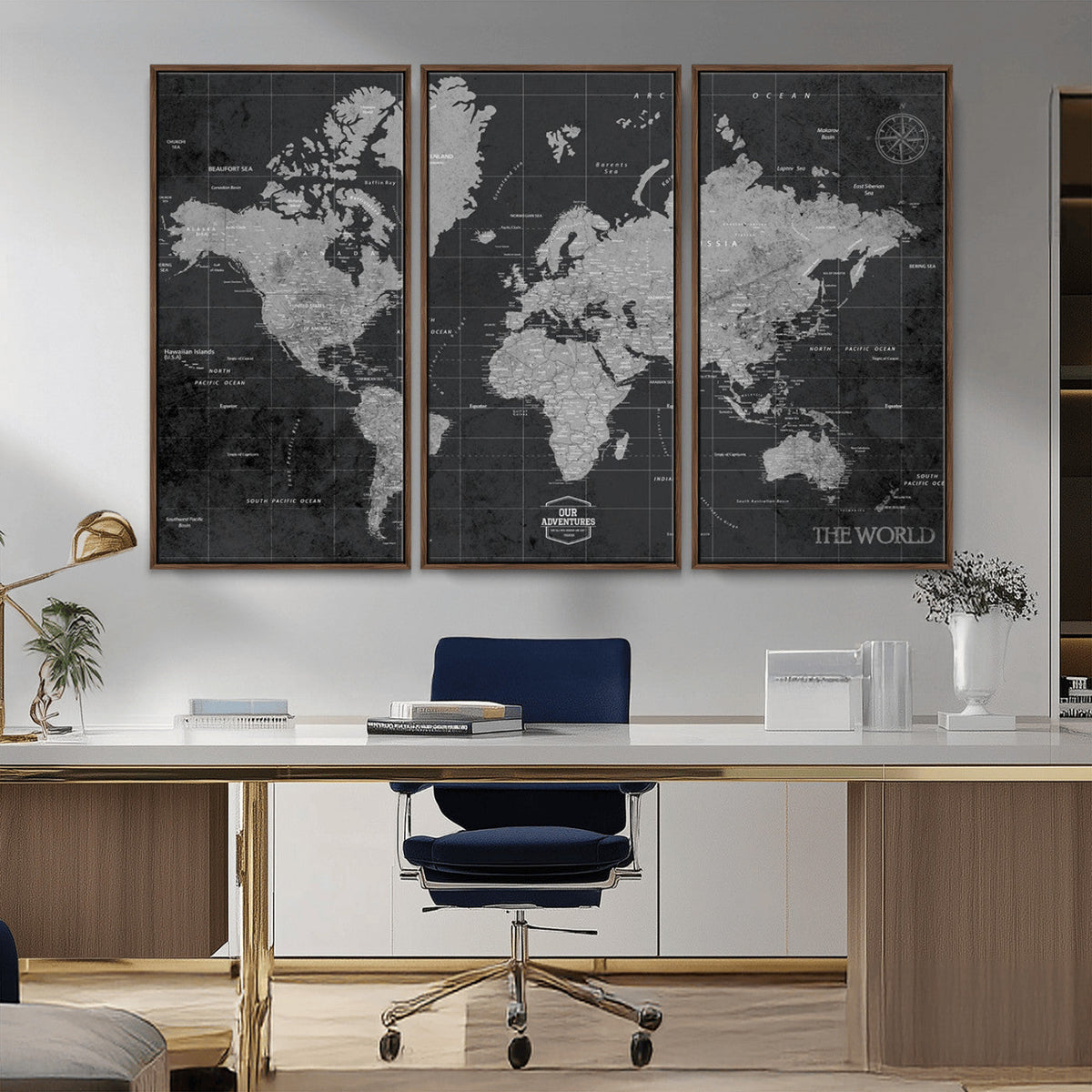 World Map Canvas Print, Detailed Map of the World Wall Art for Home or Office