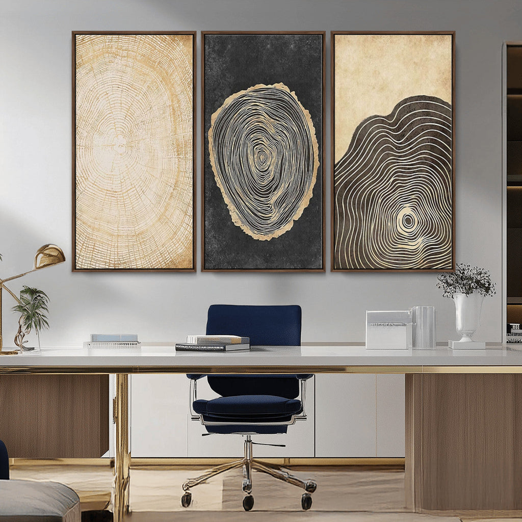 Tree Rings Canvas Wall Art Print, Minimalist Natural History in Modern Decor