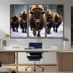 Buffalo Wall Art Canvas Print, American Bison Herd Wall Art