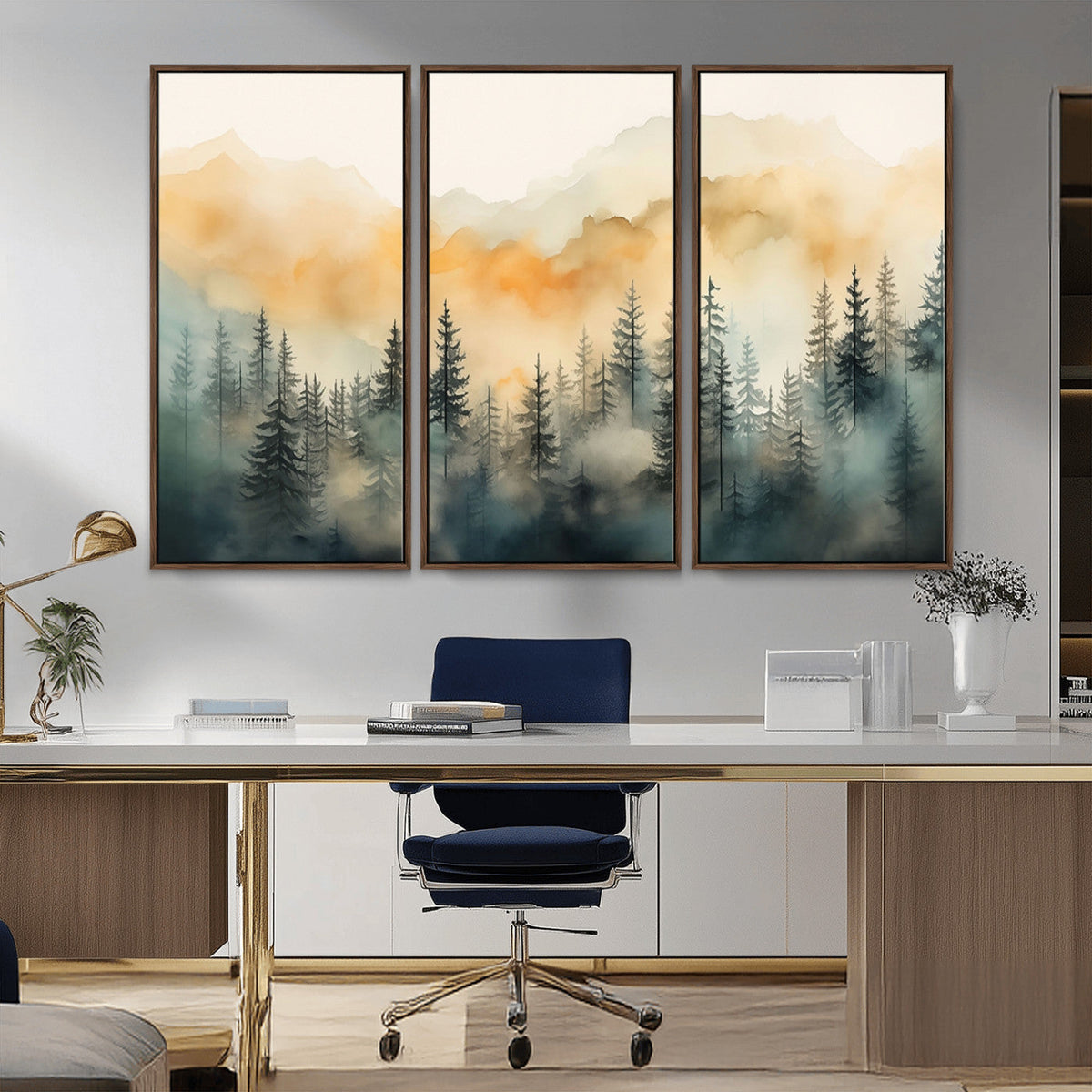 Abstract Forest Print | Mountain Wall Art | Autumn Landscape Canvas Print