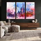 Disney Wall Art: Dreamy Watercolor Cinderella Castle Canvas Print