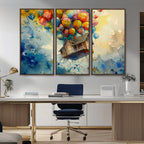 UP-Inspired Floating House with Balloons Canvas Art | Colorful Wall Decor