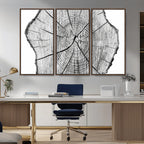 Rustic Tree Ring Wall Art Canvas Print, Framed and Ready to Hang