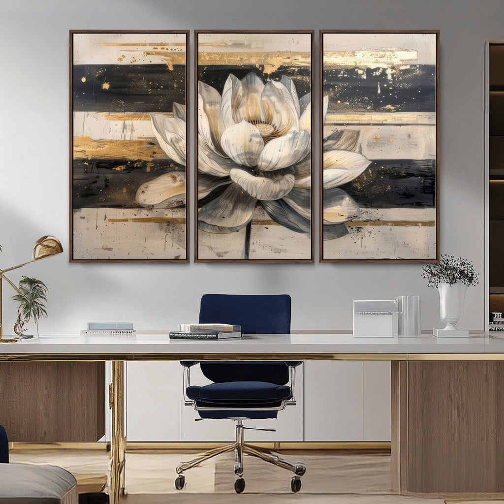 Lotus Flower Wall Art | Framed Abstract Floral Canvas