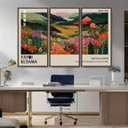 Yayoi Kusama Abstract Print, Vibrant Floral Mountain Art