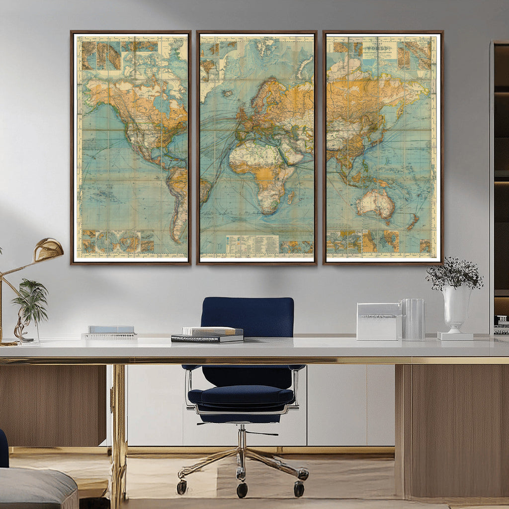 Push Pin World Map Canvas Print | Travel Tracker Wall Art for Couples
