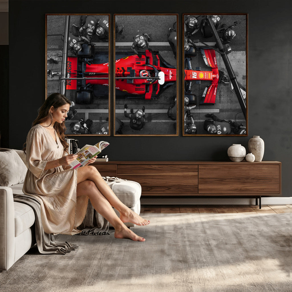 Ferrari Pit Stop Canvas Wall Art | Precision and Speed