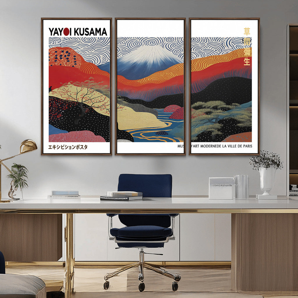 Framed Yayoi Kusama 1986 Wall Art Print | Japanese Wabi Sabi Vibrant Abstract Landscape Canvas