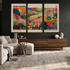 Framed Yayoi Kusama 1986 Wall Art Print | Japanese Wabi Sabi Vibrant Abstract Landscape Canvas
