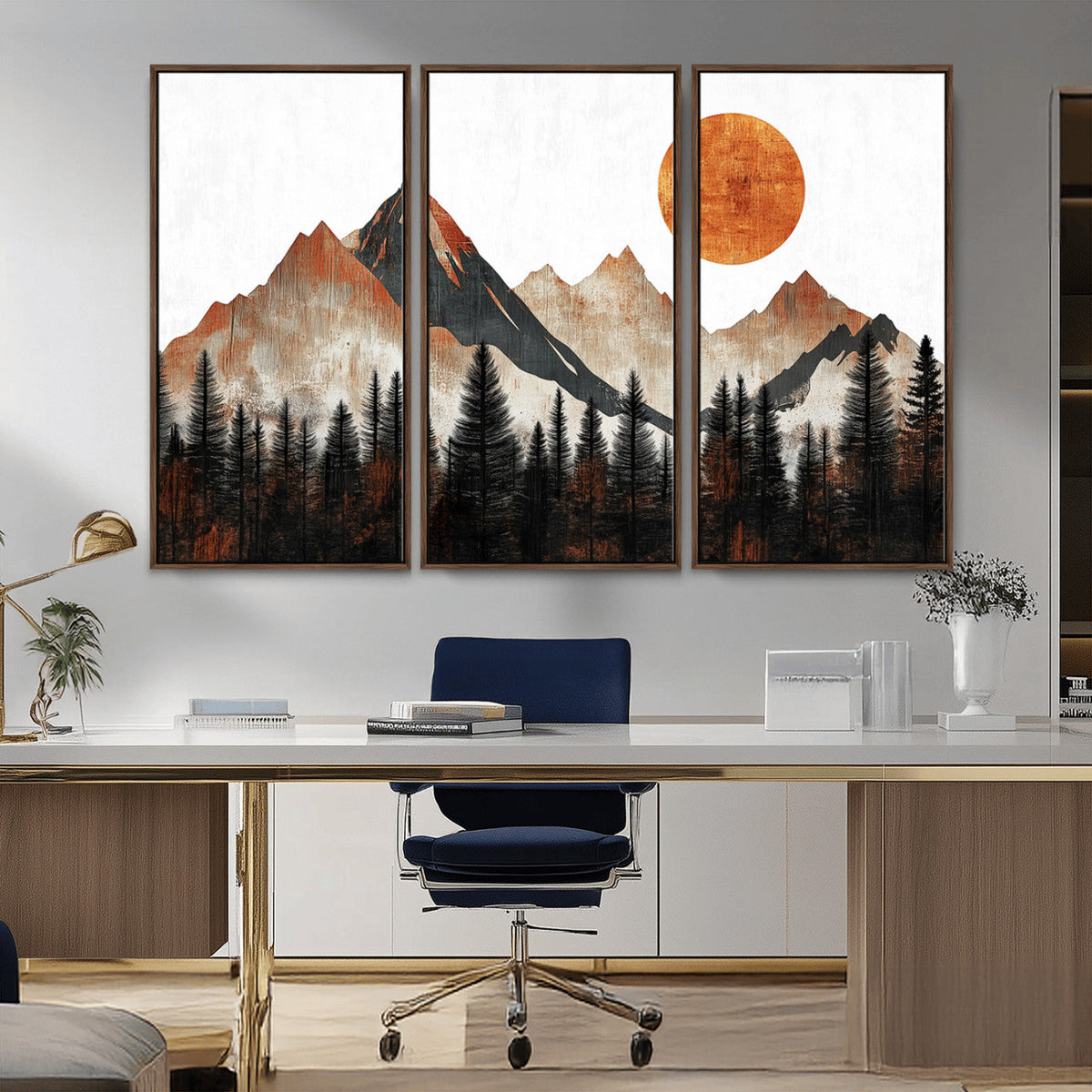 Modern Abstract Mountain Canvas Wall Art Print