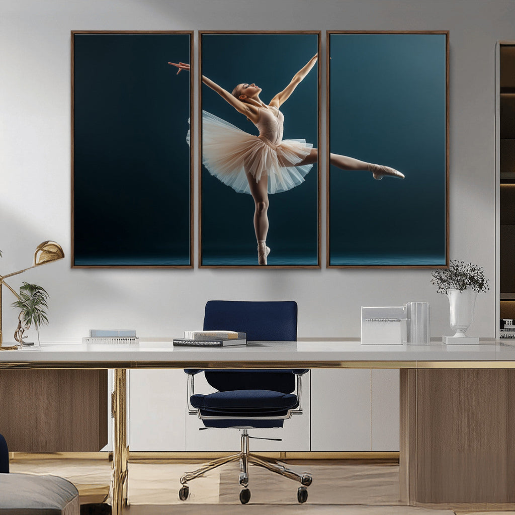 Ballet Dancer Wall Art | Framed Graceful Pose Canvas