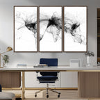 Abstract World Map Wall Art | Framed Geometric Line Canvas