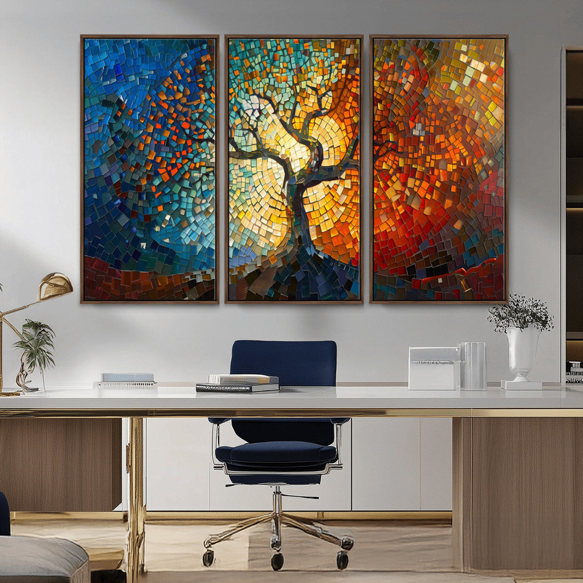 Yggdrasil Tree of Life Mosaic Stained Glass Wall Art Canvas Print