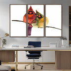 Cardinal Bird Canvas Wall Art, Male and Female Cardinal Print, Nature Inspired Bird Decor