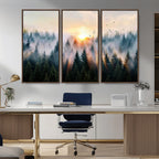 Abstract Forest Wall Art, Serene Nature Canvas Print with Misty Forest Design for Modern Home Decor