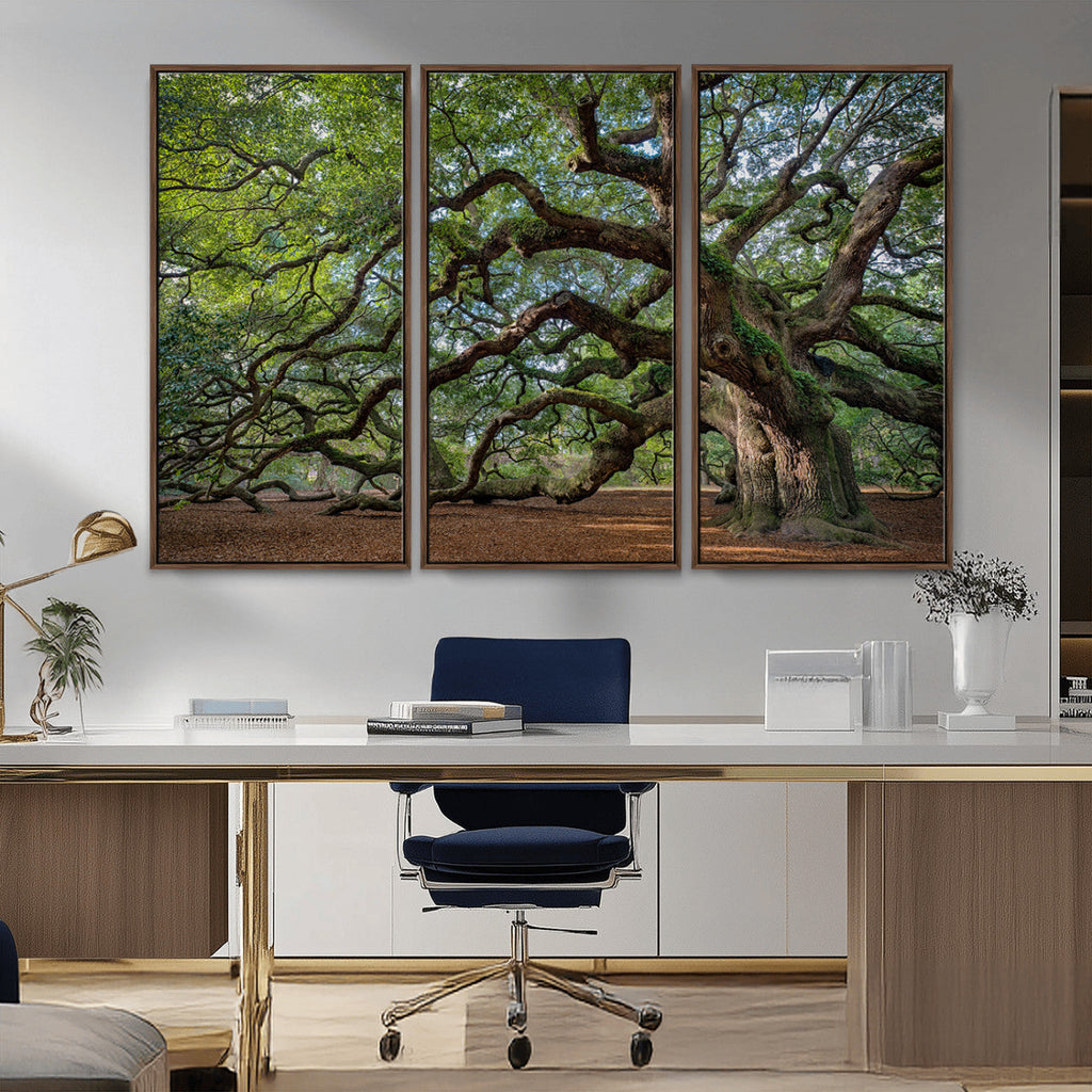 Historic Tree Wall Art | Framed Mossy Branch Canvas Artwork