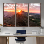 Mountain Sunrise Wall Art | Framed Alpine Ridge Canvas