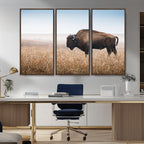 Wild Bison Wall Art | Framed Prairie Landscape Canvas