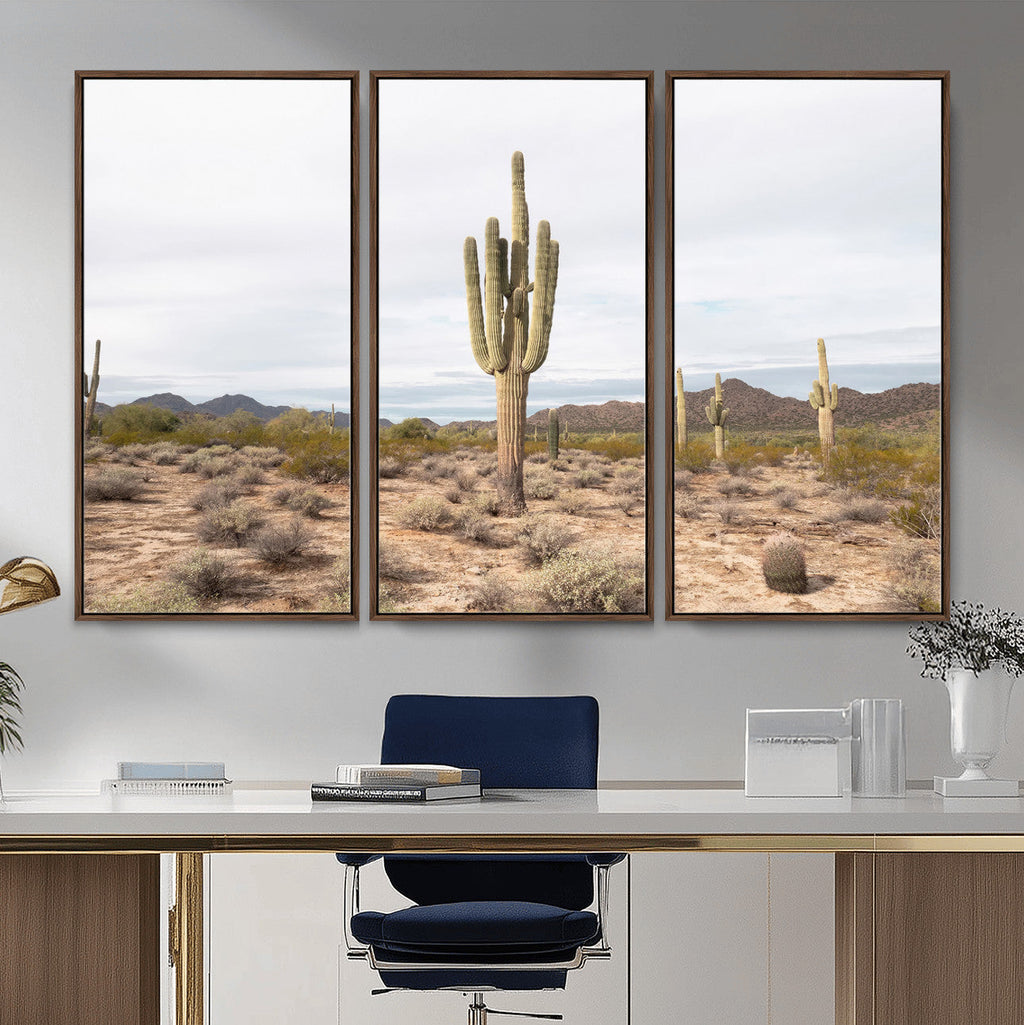 Saguaro Cactus Wall Art | Framed Desert Canvas Artwork