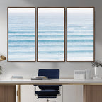 Ocean Wave Surfer Wall Art | Framed Minimal Seascape Canvas