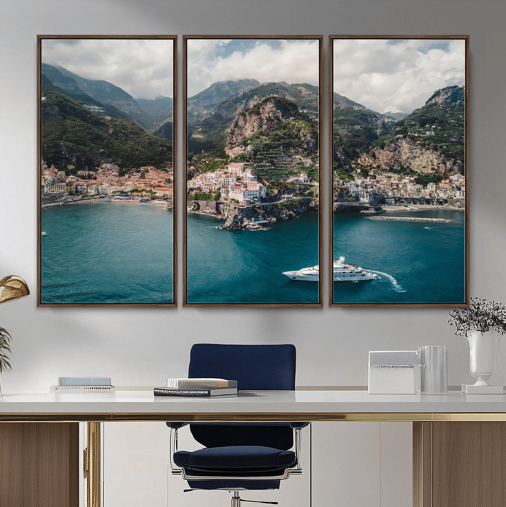 Amalfi Coast Wall Art | Framed Italian Seaside Canvas
