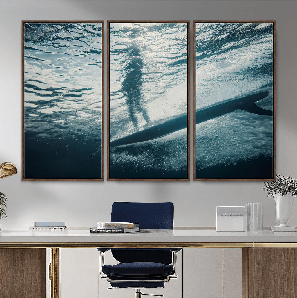 Underwater Surf Wall Art | Framed Ocean Wave Canvas Artwork