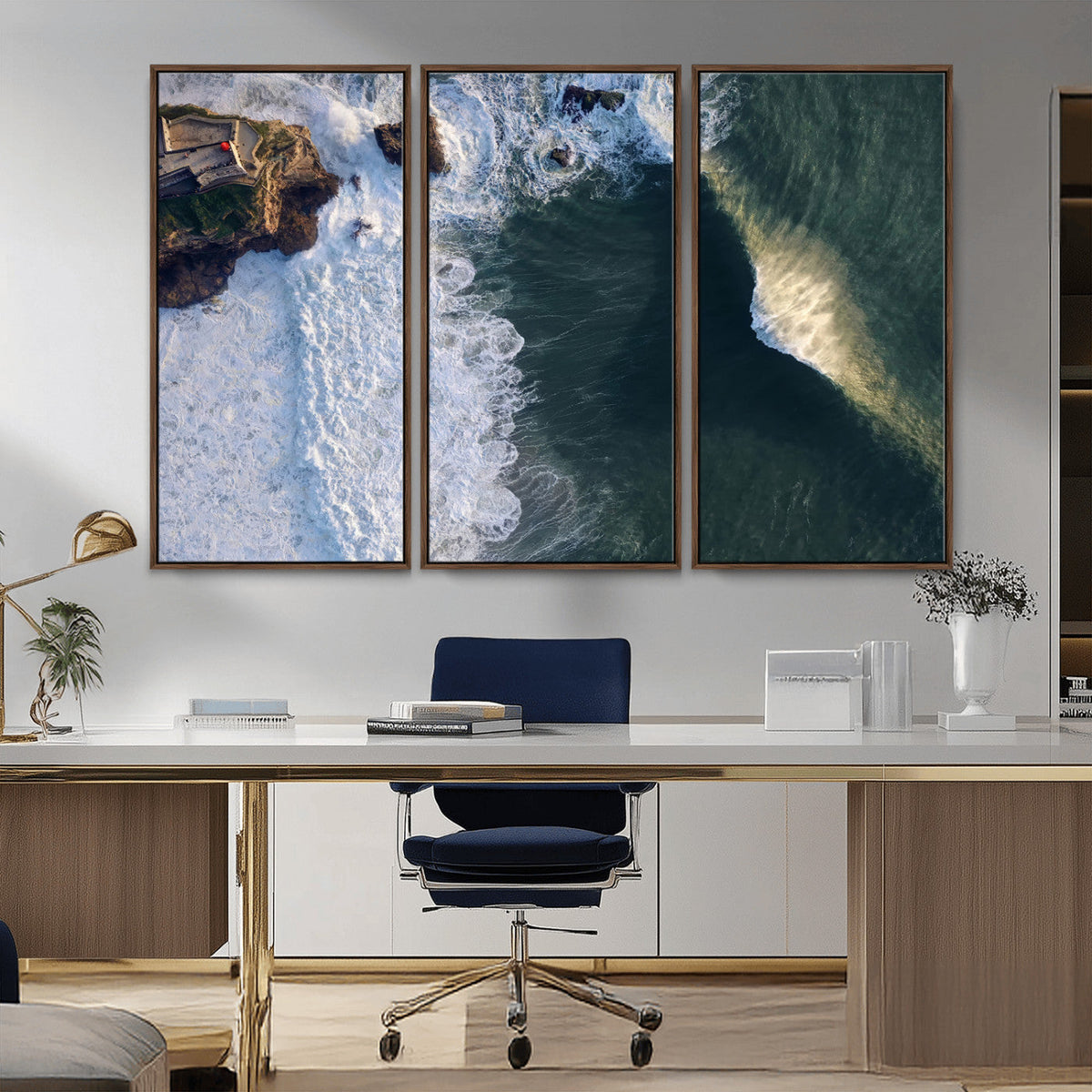 Ocean Wave Wall Art | Aerial Coastal View Canvas Artwork