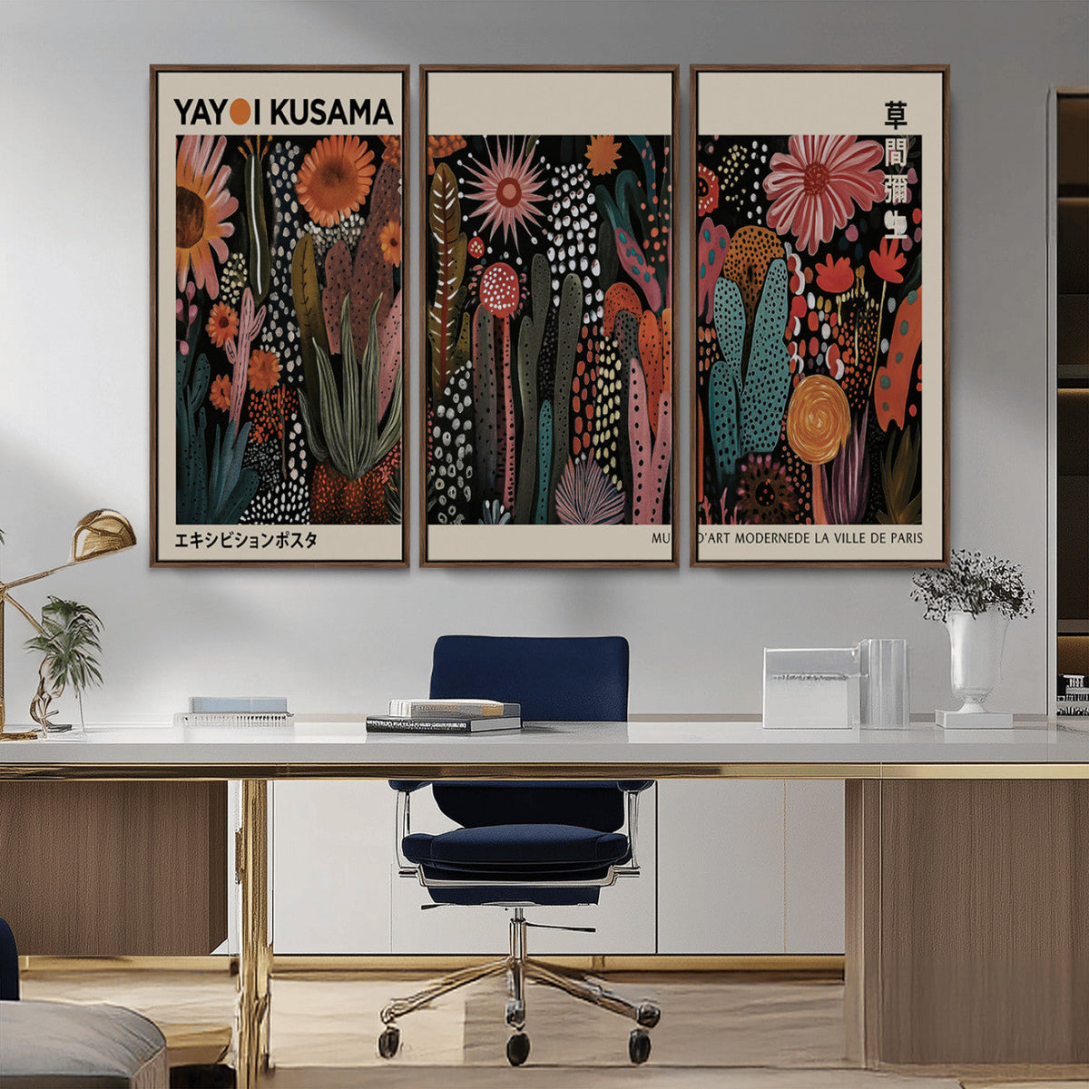 Modern Japanese Wall Art Canvas Print, Framed Abstract Mount Fuji Zen Landscape