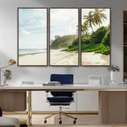 Relaxing Beach Wall Art Canvas Print, Framed Ocean View Coastal Serenity