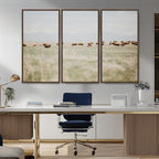 Bison Herd Wall Art Canvas Print, Framed Western Ranch Nature Scene