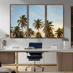 Palms Wall Art Canvas Print, Framed Tropical Coastal Nature Scene