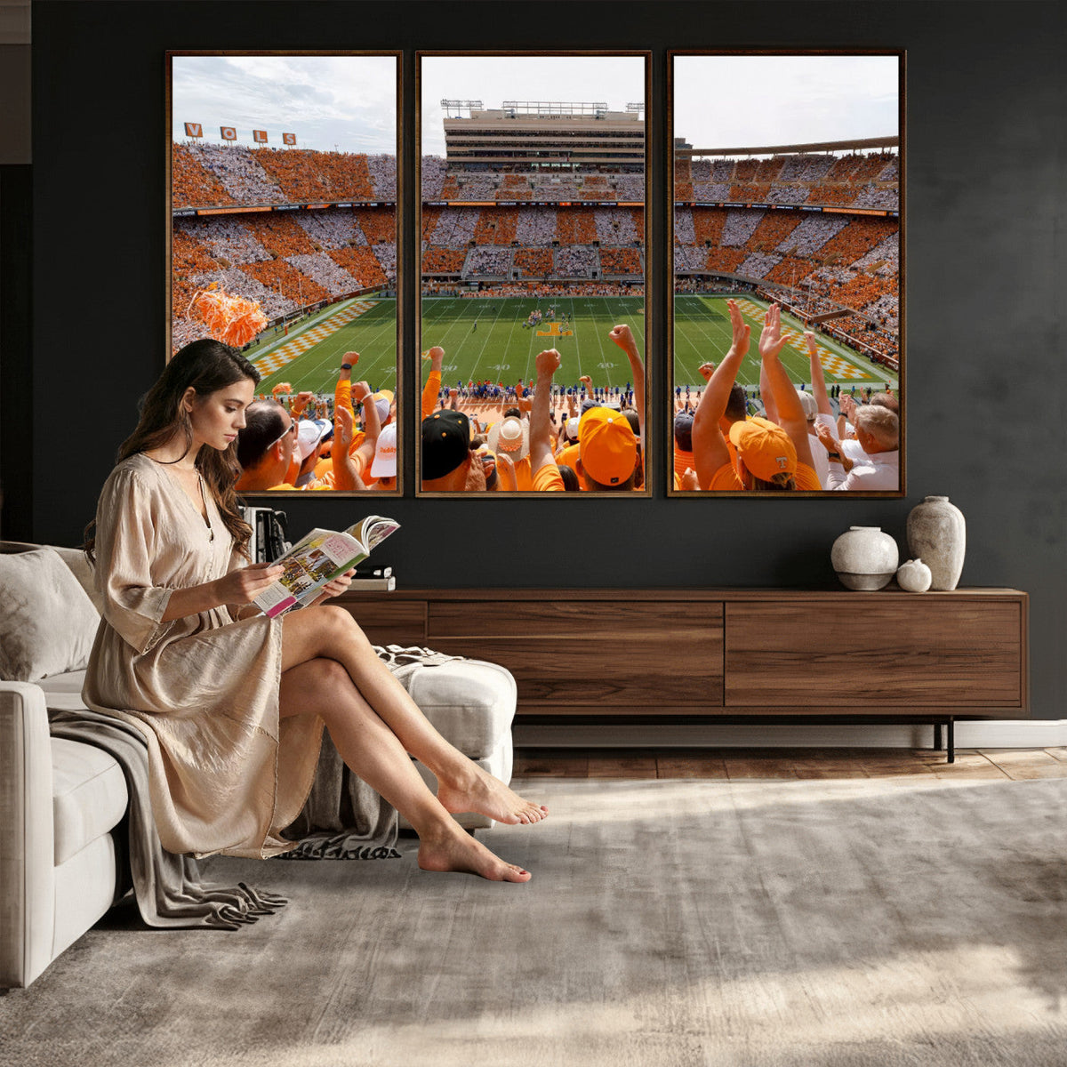 Tennessee Neyland Stadium Wall Art, Sports Arena Canvas, Home Bar Wall Decor