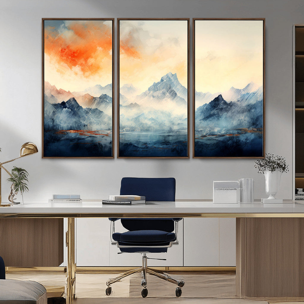 Warm Clouds Abstract Mountain Wall Art Canvas Print